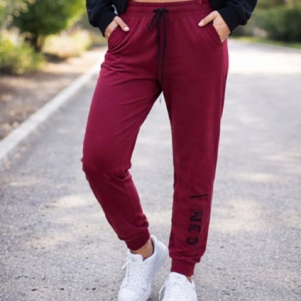 Victoria's Secret Pink Burgundy Skinny‎ Jogger Sweatpants S Elastic Drawstring